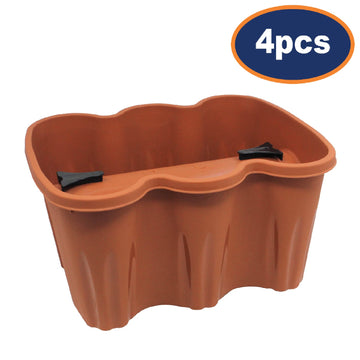 4pc 37cm Terracotta Balcony Railing Flower Pot