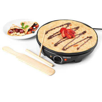 Progress Electric Non Stick Compact Pancake Crepe Maker With Spreader