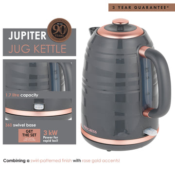 Grey Rose Gold Rapid Boil Electric Kettle