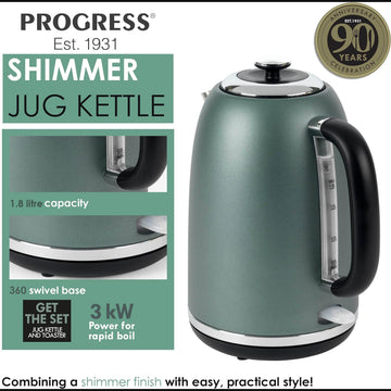 Green Black Shimmer Rapid Boil Electric Kettle