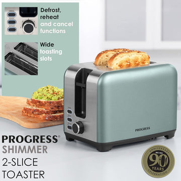 1.8L Green Shimmer Electric Kettle & 2 Slice Toaster Set