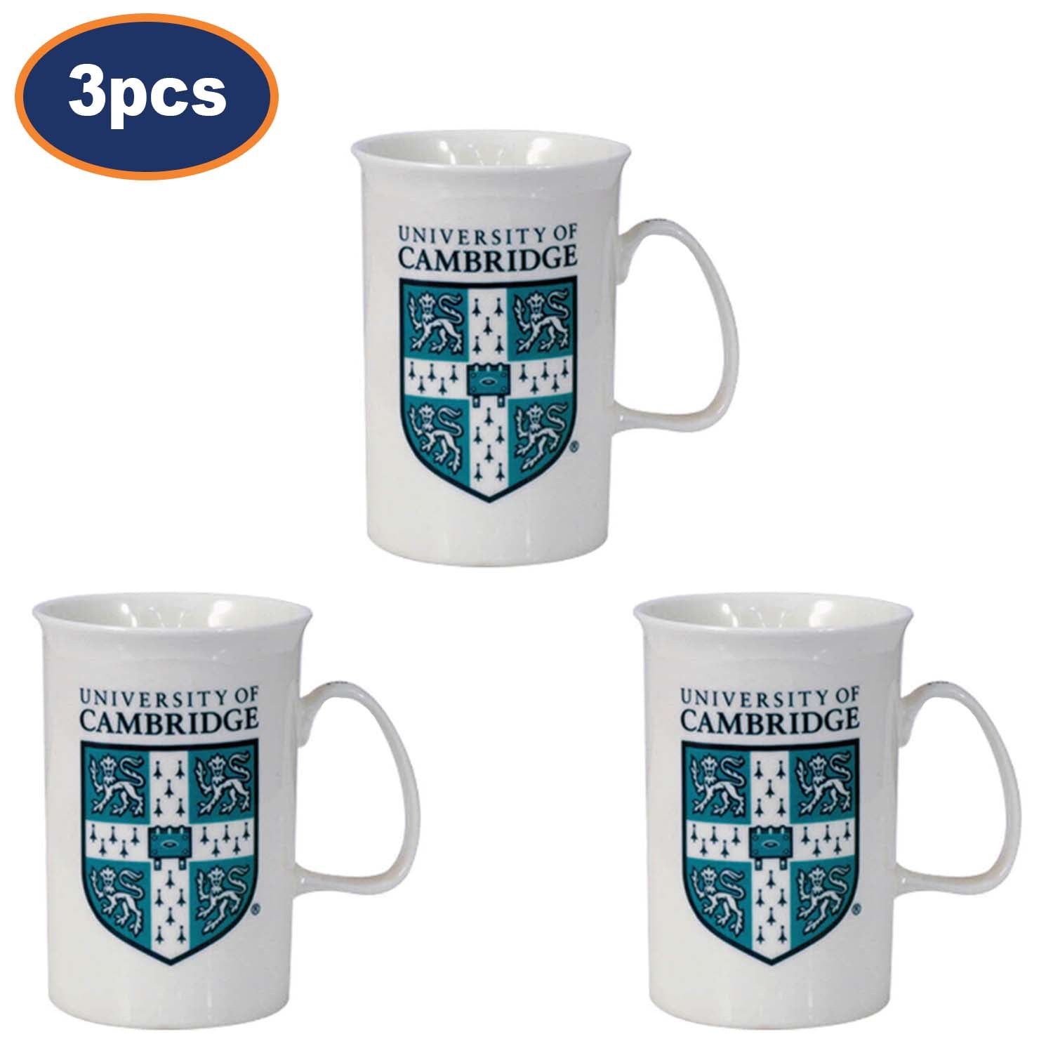 3Pcs 250ml Cambridge University Shield Ceramic Mugs