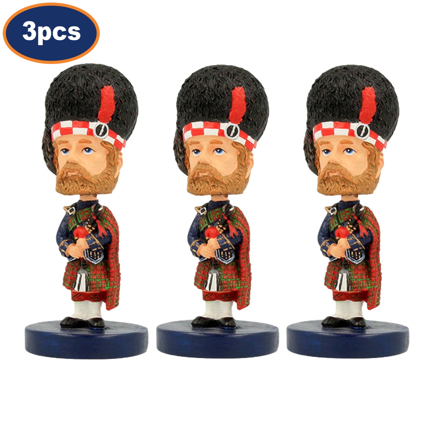 3Pcs Small Resin Hamish MacPiper Bobble Head Figurines