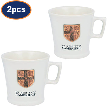 2Pcs 350ml University Metal Plaque Ceramic Mugs