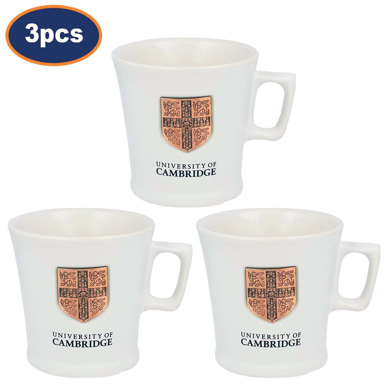 3Pcs 350ml University Metal Plaque Ceramic Mugs