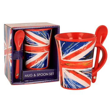 200ml Union Jack Ceramic Mug & Spoon Set