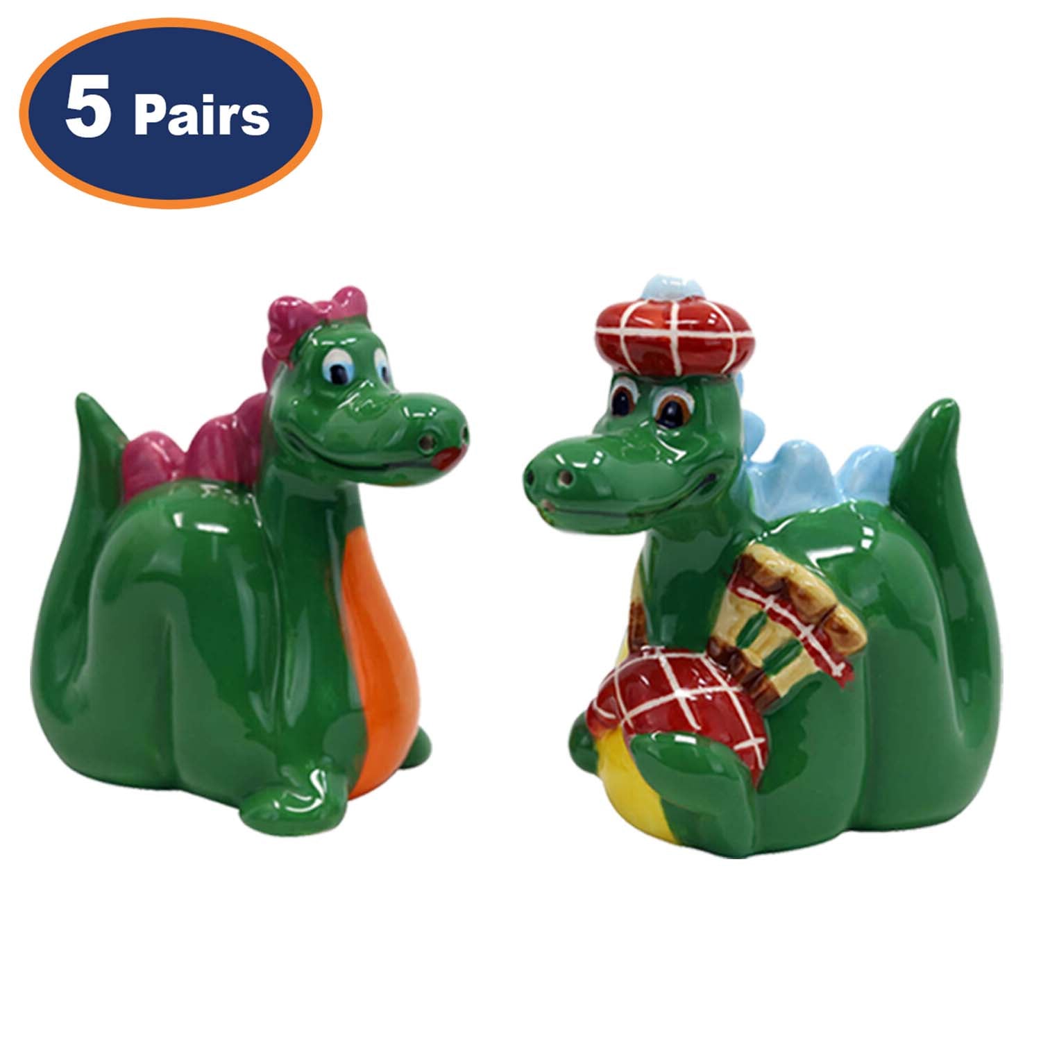 5 Pairs Ceramic Nessie Salt & Pepper Cruets