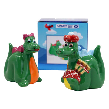 2 Pairs Ceramic Nessie Salt & Pepper Cruets