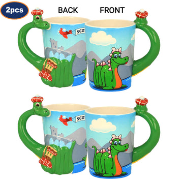 2Pcs 350ml Nessie 3D Ceramic Coffee Mugs