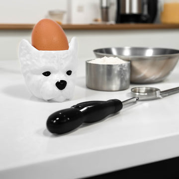 3Pcs White Ceramic Westie Head Egg Cups