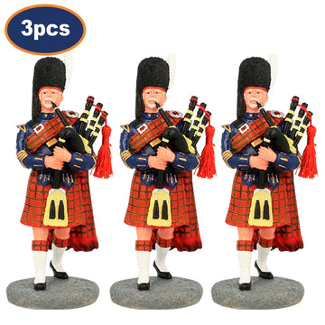 3Pcs Large Resin Scottish Piper Figurines
