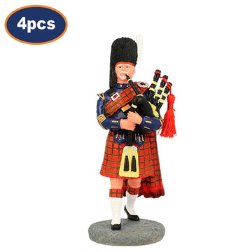 4Pcs Large Resin Scottish Piper Figurines