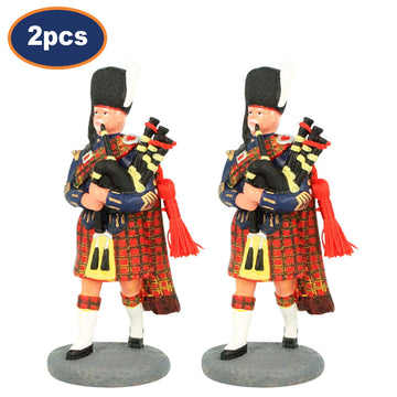 2Pcs Medium Resin Scottish Piper Figurines