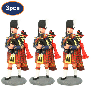 3Pcs Medium Resin Scottish Piper Figurines