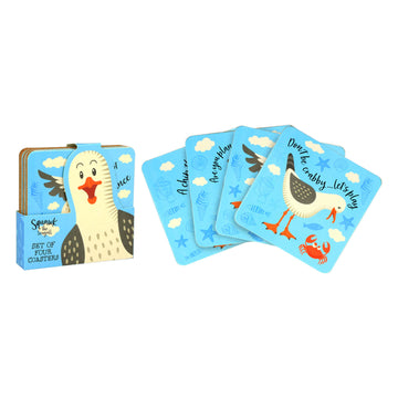 Set Of 4 Squawk The Seagull Square Coasters