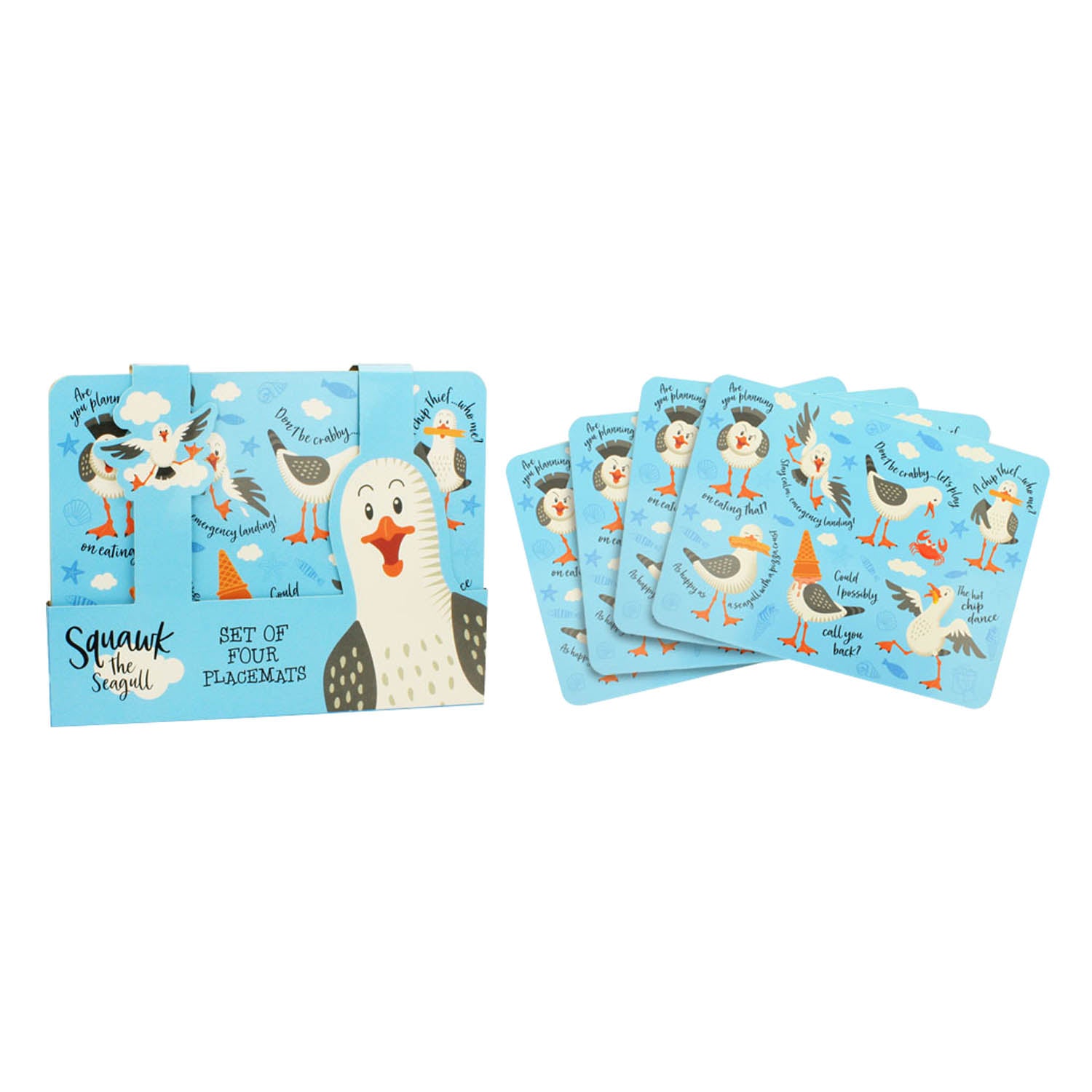 Set Of 4 Squawk The Seagull Cork Placemats