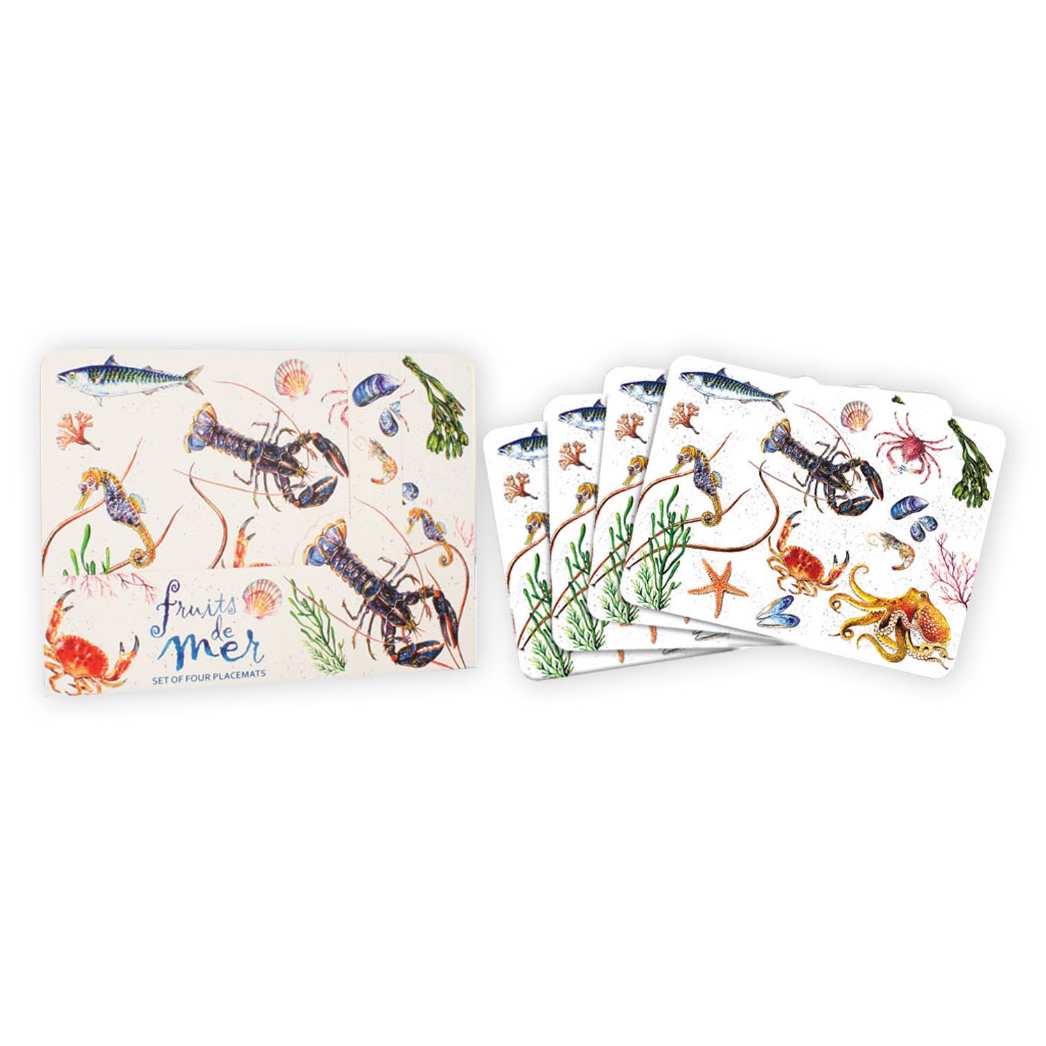 Set Of 4 Fruits De Mer Rectangular Placemats