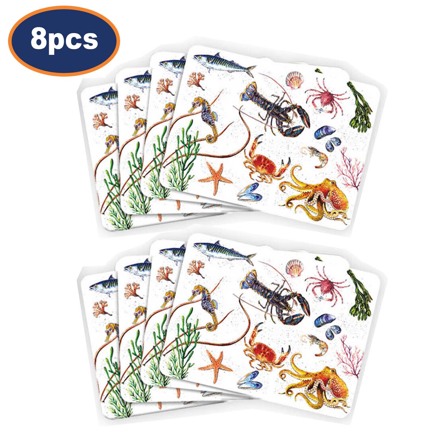 8Pcs Fruits De Mer Rectangular Placemats