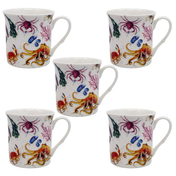 5Pcs 270ml Sealife Fish Fine China Mugs