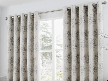 Elmwood Graphite Jacquard Metallic Curtains Eyelet Ring Top 90x90" Silver