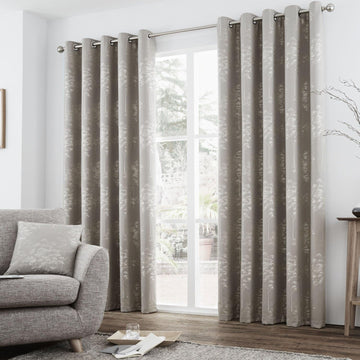 Elmwood Graphite Jacquard Metallic Curtains Eyelet Ring Top 66x72" Stone