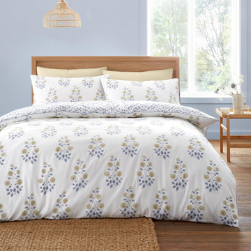 Eloise Floral Duvet Cover Set, Double, Blue & Natural