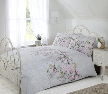 Eloise Blossom Duvet Cover Set Grey Double