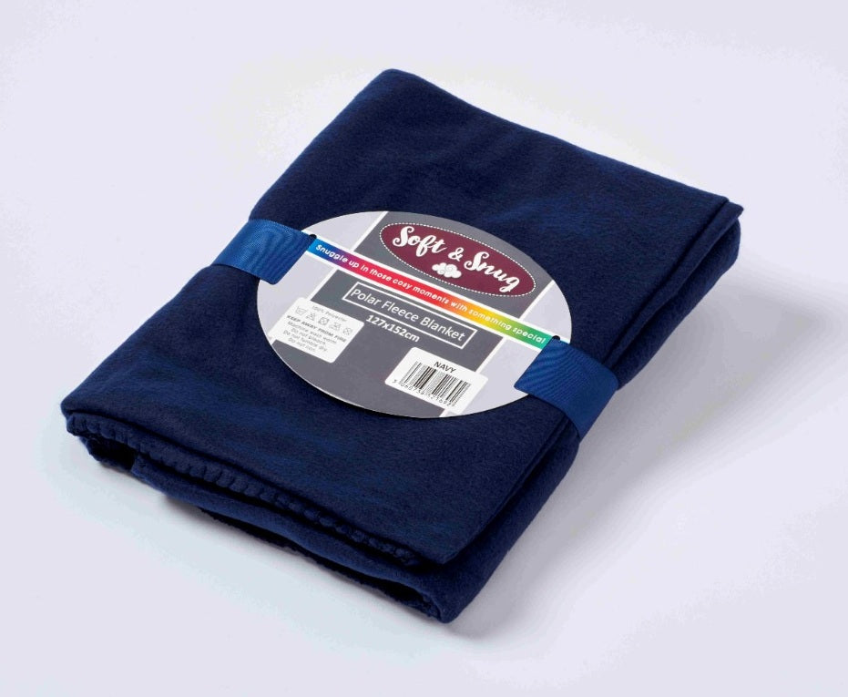 Polar Fleece Blanket Throw, 127x152cm - Navy