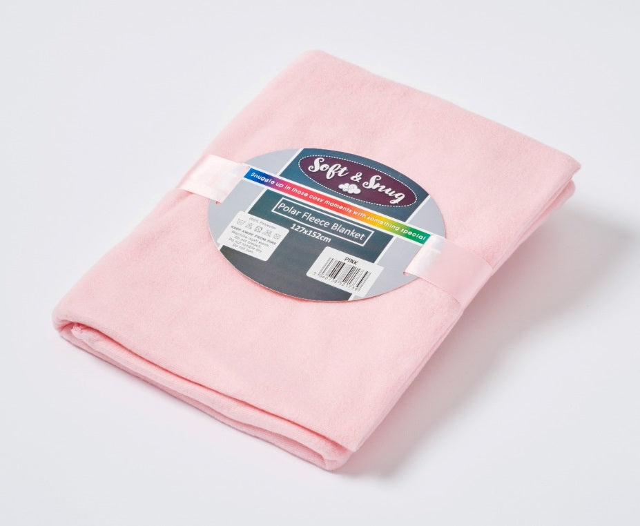 Polar Fleece Blanket Throw, 127x152cm - Pink