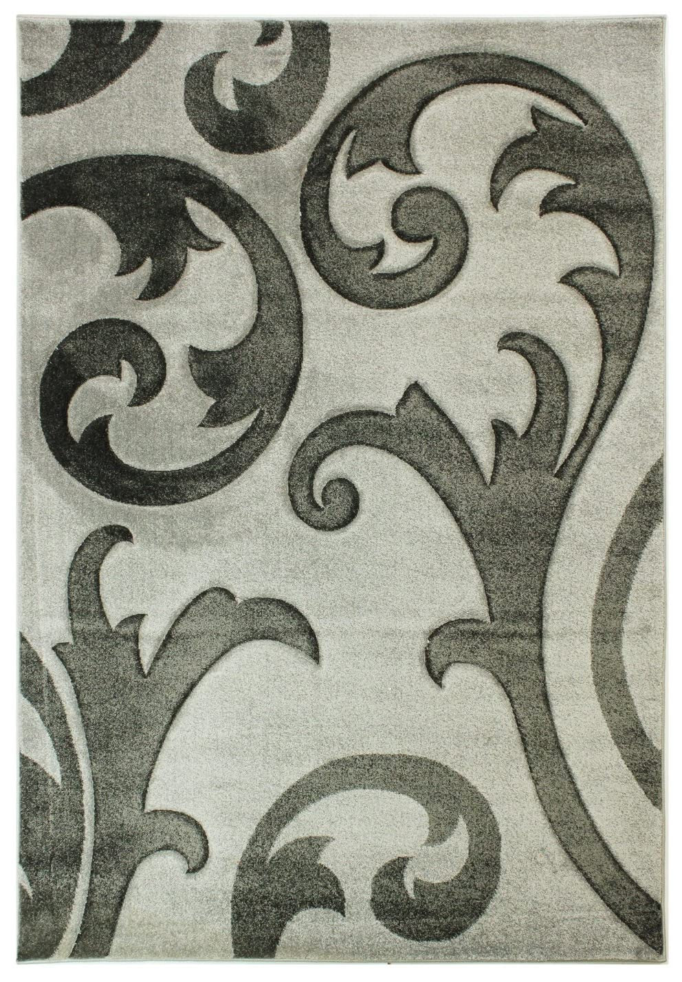 Hand Carved Damask Rug Elude High Quality Grey - 47" x 67"