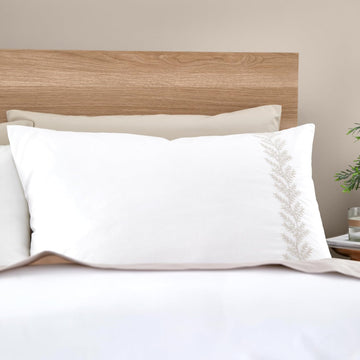 Catherine Lansfield Embroidery Leaf Duvet Cover Set, Double, Natural