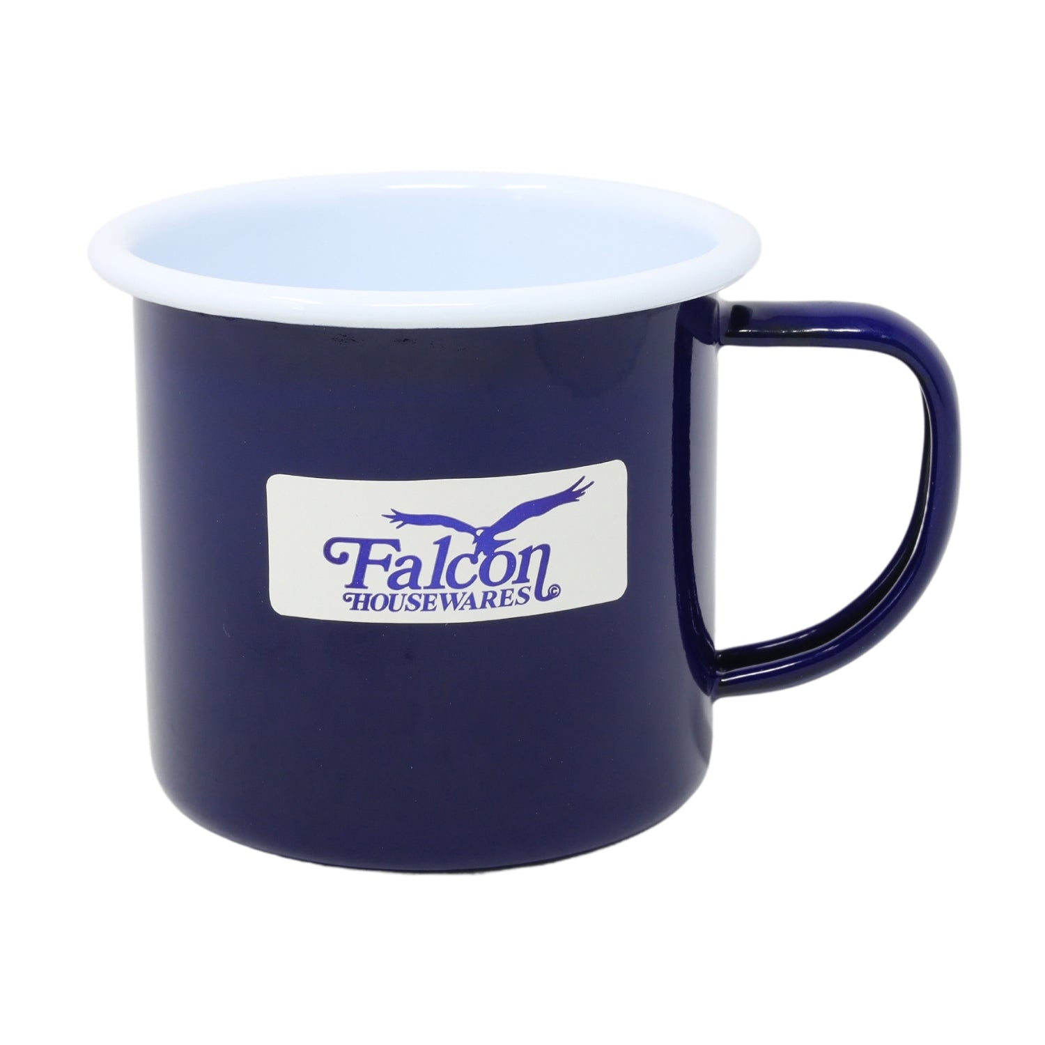 8cm Blue Enamel Mug with White Rim