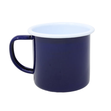 8cm Blue Enamel Mug with White Rim