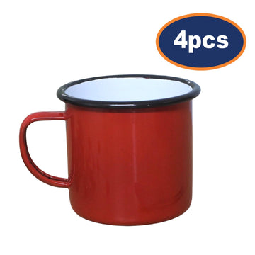4pcs Falcon Red Black Rim 500ml Enamel Mugs