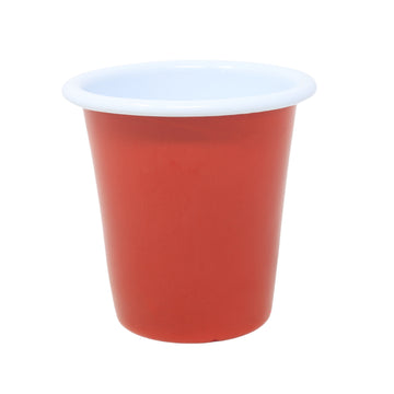 8cm Red Enamel Tumbler with White Rim