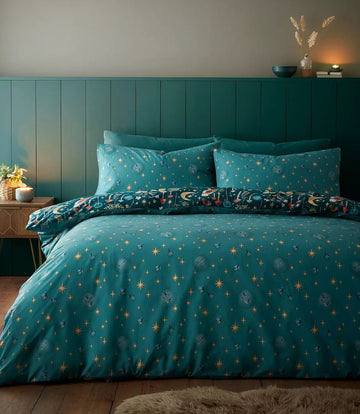 Catherine Lansfield Enchanted Twilight Duvet Cover Set, Double, Forest Green