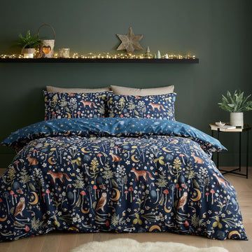 Catherine Lansfield Enchanted Twilight Duvet Cover Set, Double, Navy Blue