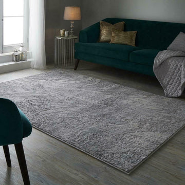 Modern Swirl Rug Abstract Eris Arissa Silver - 47" x 67"