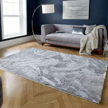 Modern Luxury Rug Eris Marble Silver Grey - 63" x 90.5"