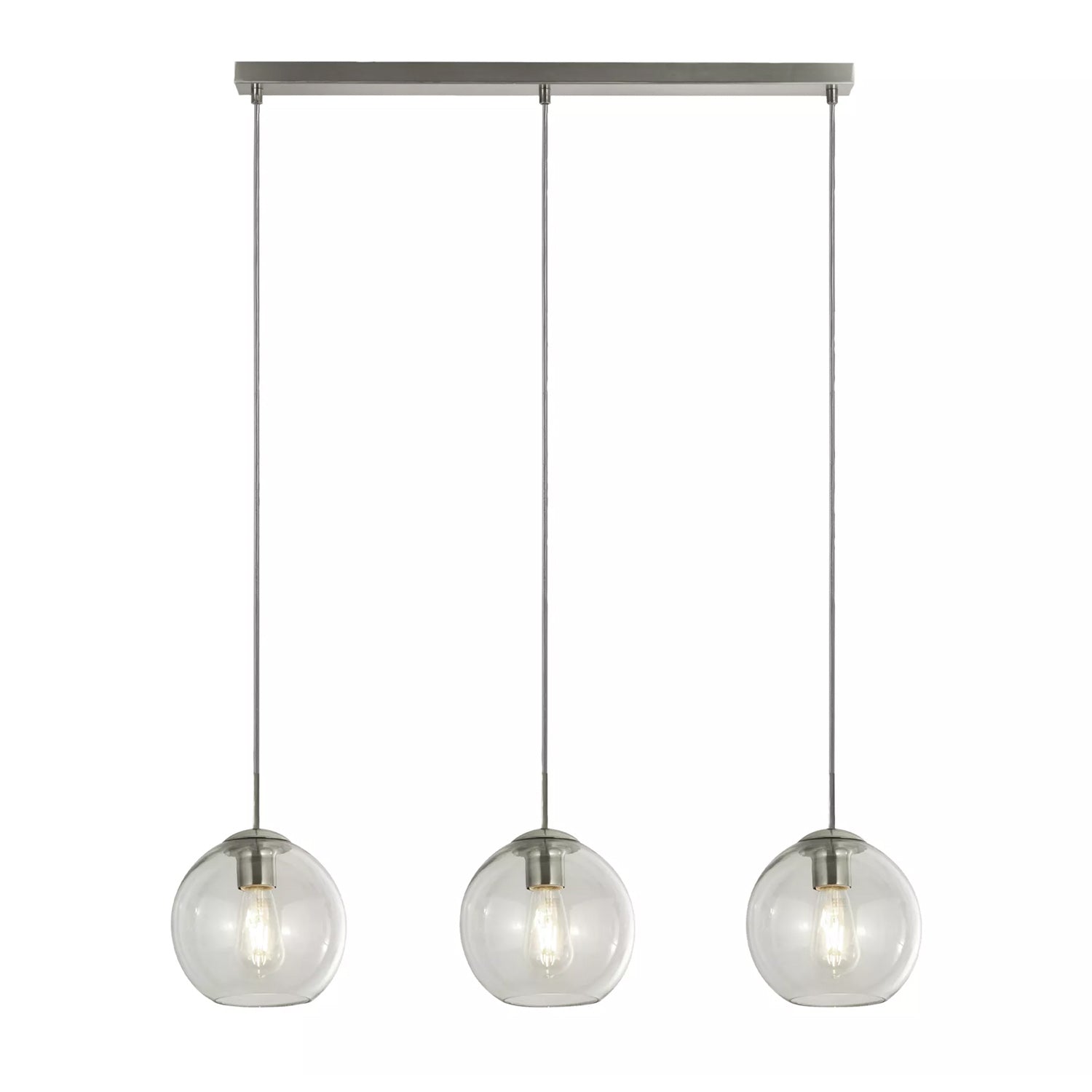 Balls Chrome Clear Glass 3 Light Bar Pendant Light