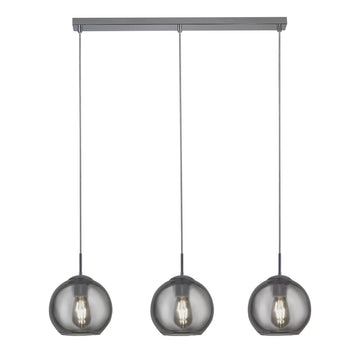 Balls Chrome Smoked Glass 3 Light Bar Pendant Light