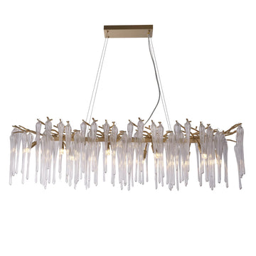 10 Light Gold Glass Diner Bar Chandelier Pendant
