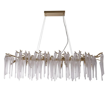 10 Light Gold Glass Diner Bar Chandelier Pendant