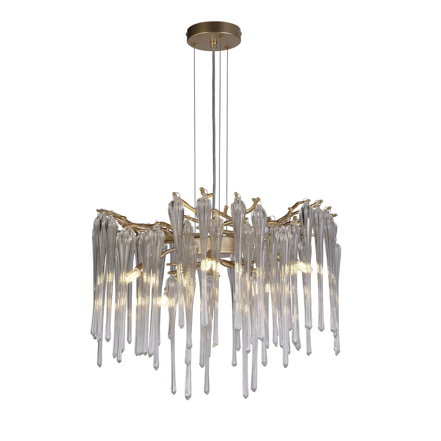 5 Light Gold Glass Diner Bar Chandelier Pendant