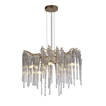 5 Light Gold Glass Diner Bar Chandelier Pendant