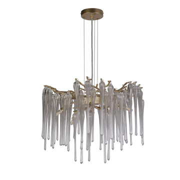 5 Light Gold Glass Diner Bar Chandelier Pendant