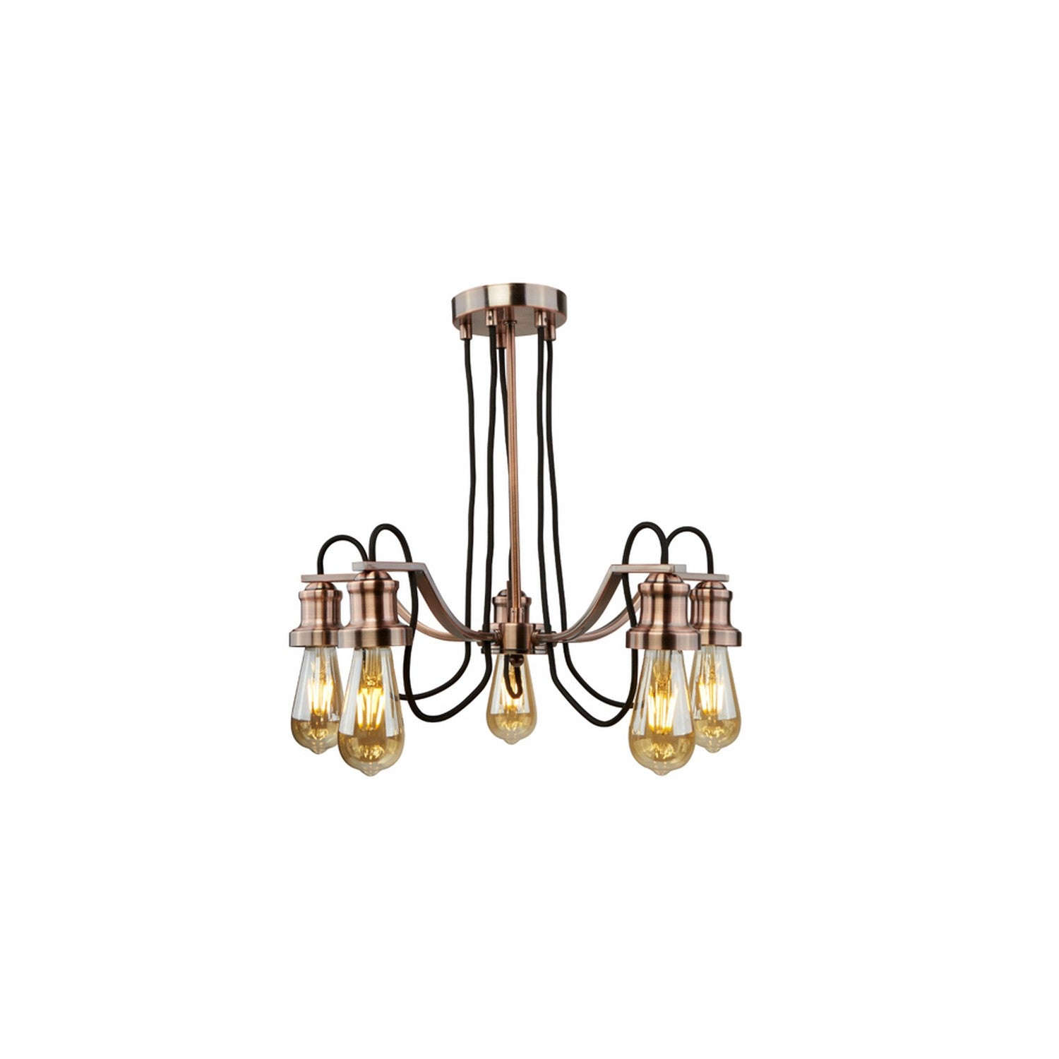 5 Light Ceiling Lamp Antique Copper Finish Modern Chandelier