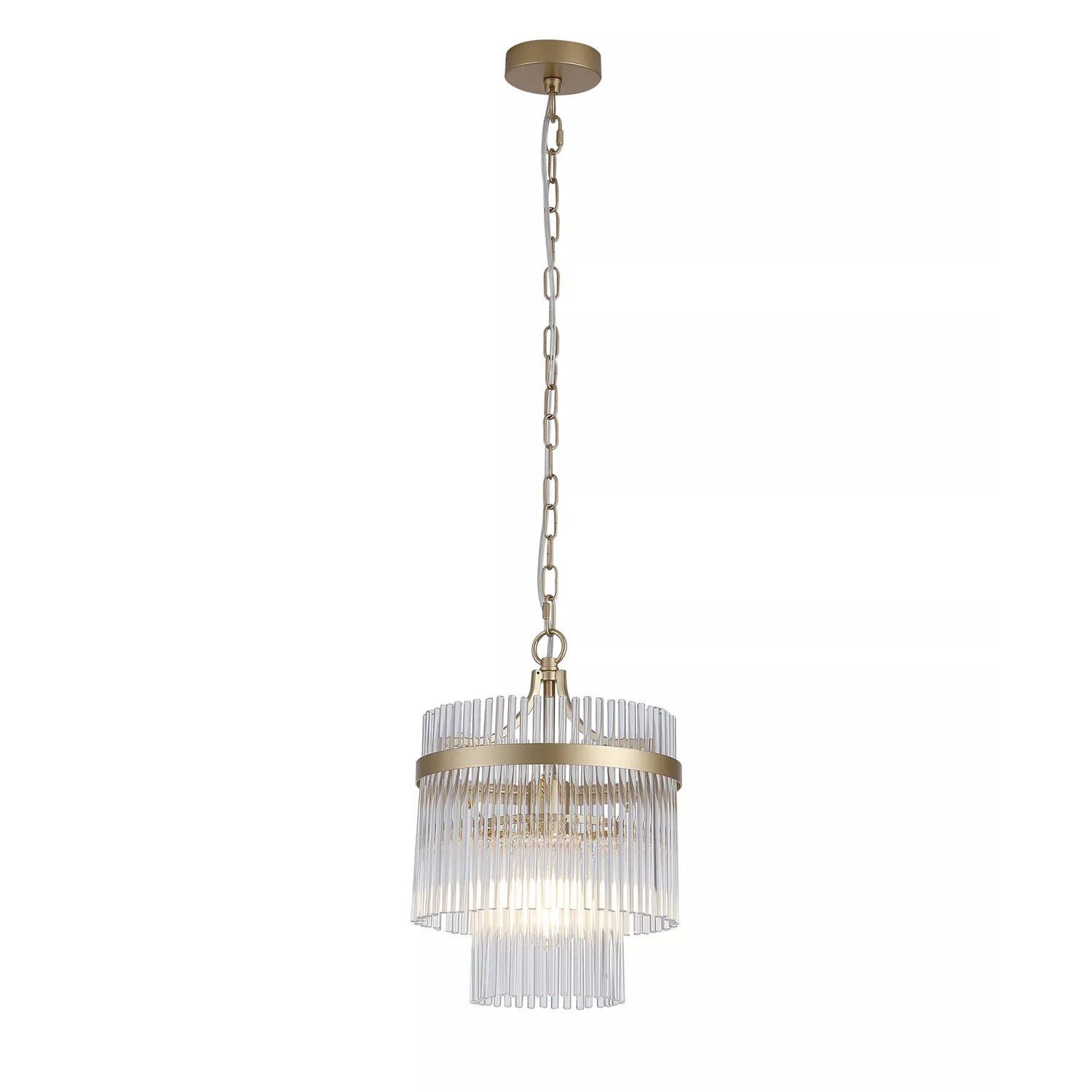 Gold Clear Glass Rod E27 Pendant Light