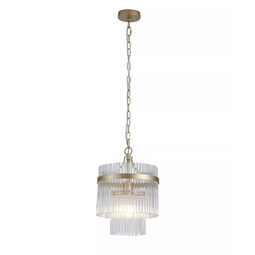 Gold Clear Glass Rod E27 Pendant Light