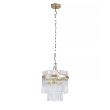 Gold Clear Glass Rod E27 Pendant Light